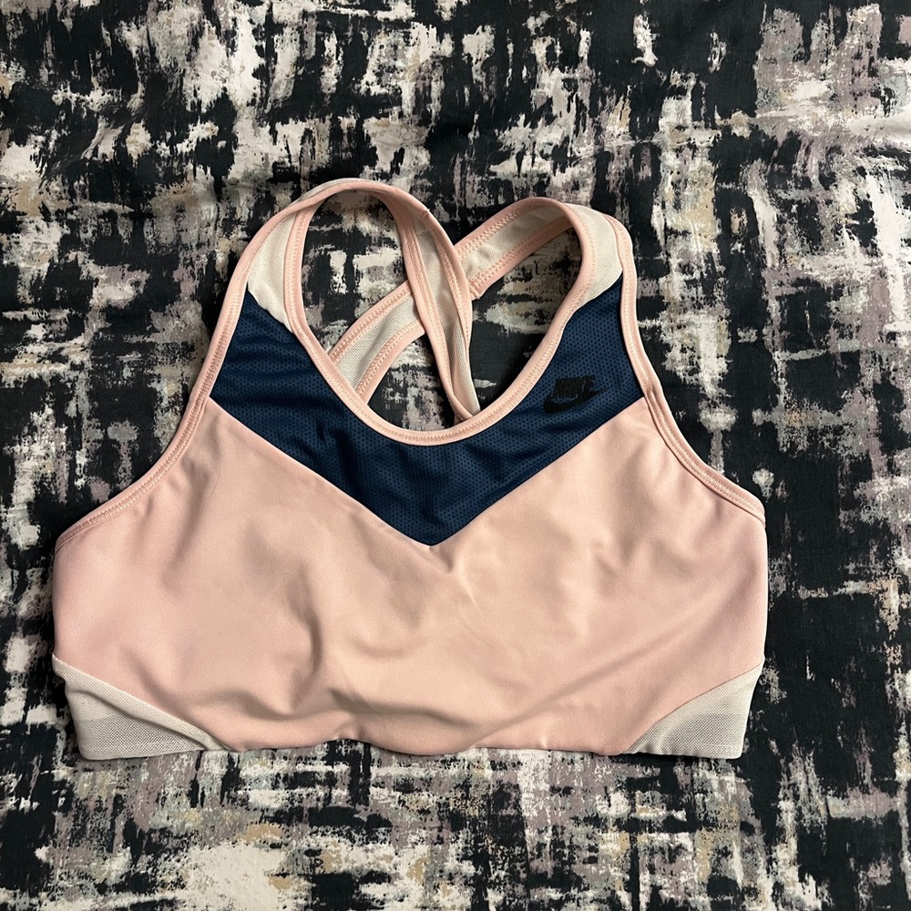 Nike Women's Pink and Navy Sports Bra
